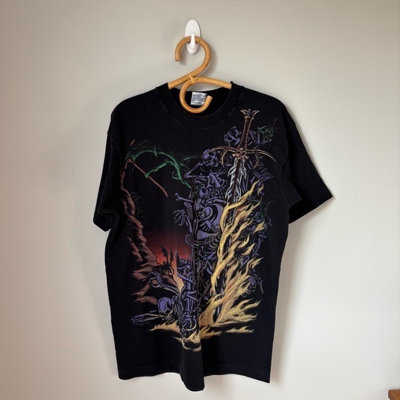 1996 Liquid Blue Skeleton Sword T-Shirt Men’s Large